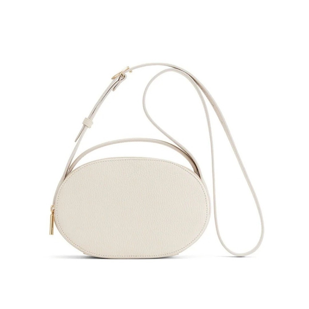 Cuyana Top Handle Crossbody Bag Ecru Pebbled Italian Leather Gold Hardware